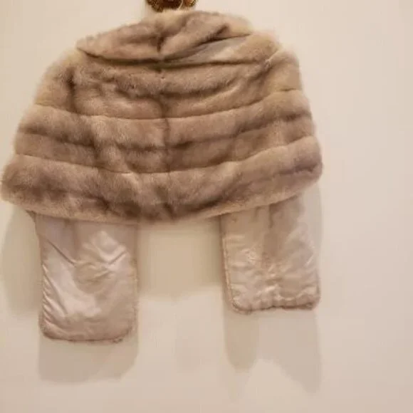 Silver Gray Genuine Vintage Mink Stole